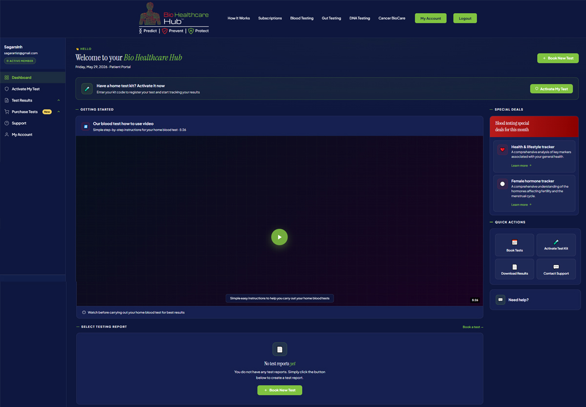 Bio Healthcare Hub provider dashboard